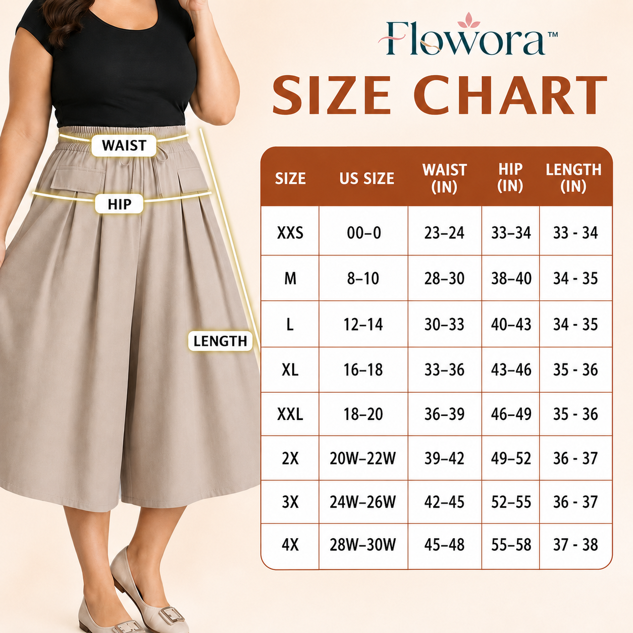 Flowora™ - Pull-On Capri Culottes for Women