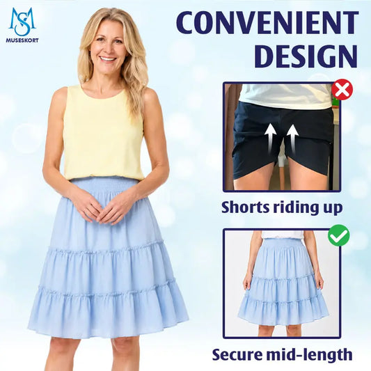 MuseSkort - High-Waisted Tiered Ruffle Skort with Hidden Pockets
