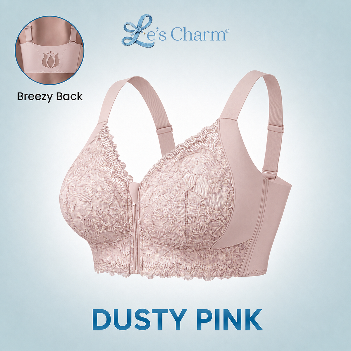 Le’s Charm - Ultra Soft Front Zip Wireless Lifting Bra