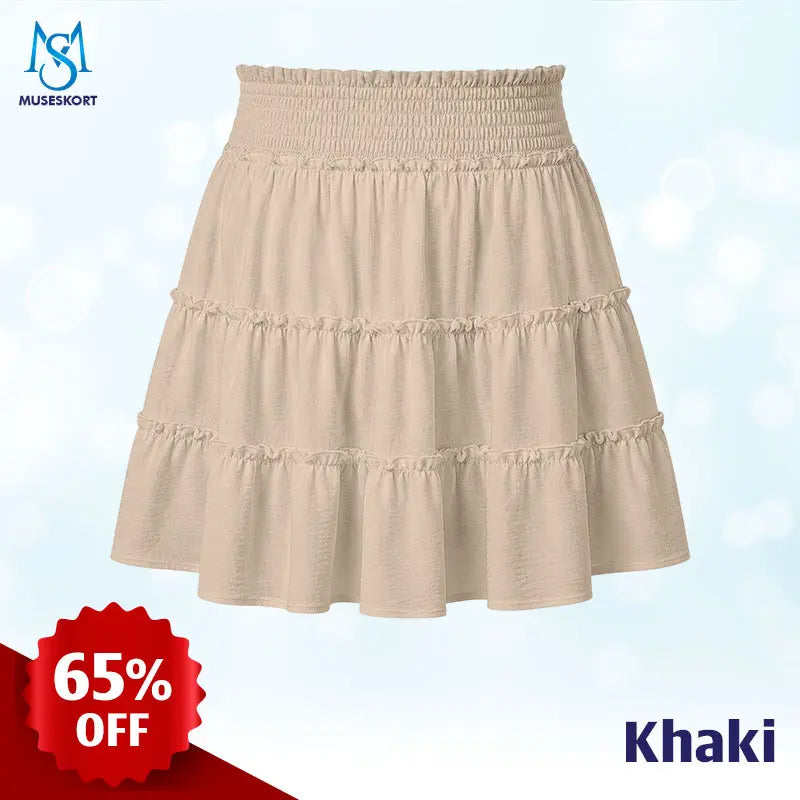 MuseSkort - High-Waisted Tiered Ruffle Skort with Hidden Pockets