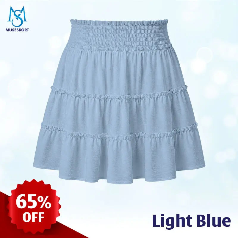 MuseSkort - High-Waisted Tiered Ruffle Skort with Hidden Pockets