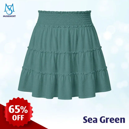 MuseSkort - High-Waisted Tiered Ruffle Skort with Hidden Pockets