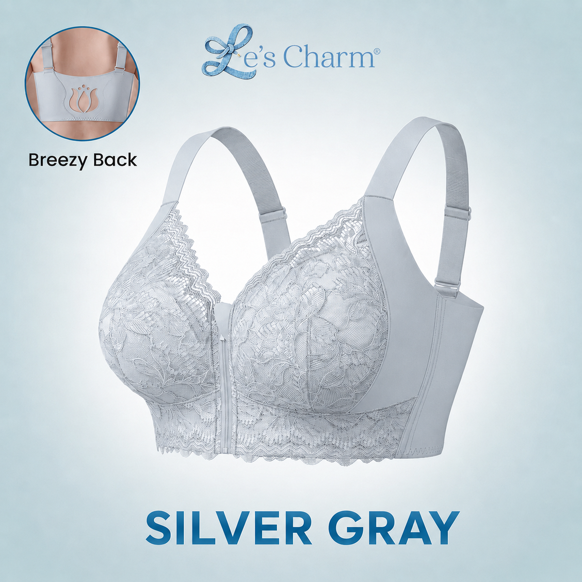 Le’s Charm - Ultra Soft Front Zip Wireless Lifting Bra
