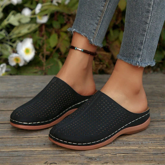 👡 Women's Perforated Platform Mules – Slip-On, Comfortable, Chic 🌿