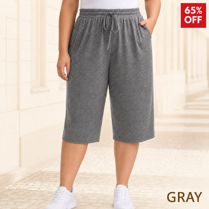EaseCurve - Soft Cotton Drawstring Capri Pants