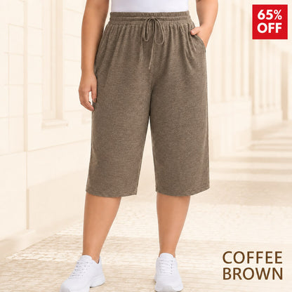EaseCurve - Soft Cotton Drawstring Capri Pants