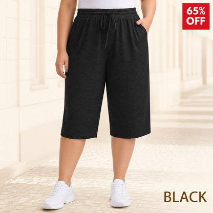 EaseCurve - Soft Cotton Drawstring Capri Pants