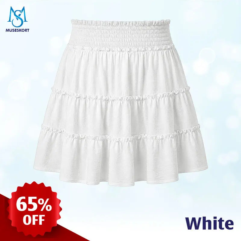 MuseSkort - High-Waisted Tiered Ruffle Skort with Hidden Pockets